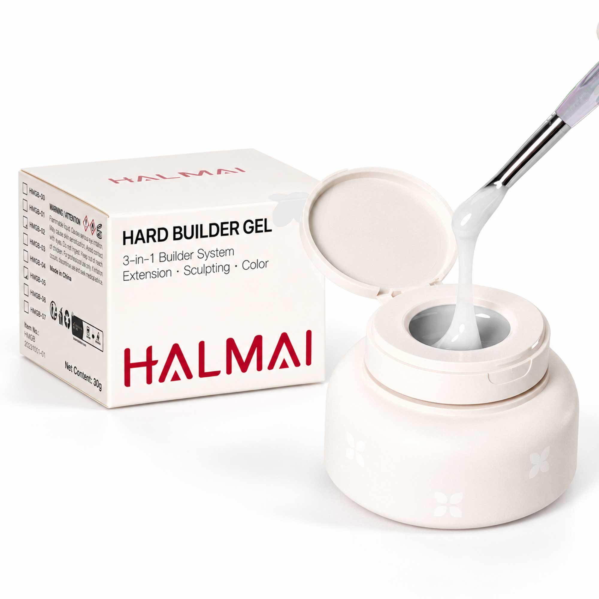 HALMAI Professionelles Hartes Aufbaugel – Crystal Clear (30 g)