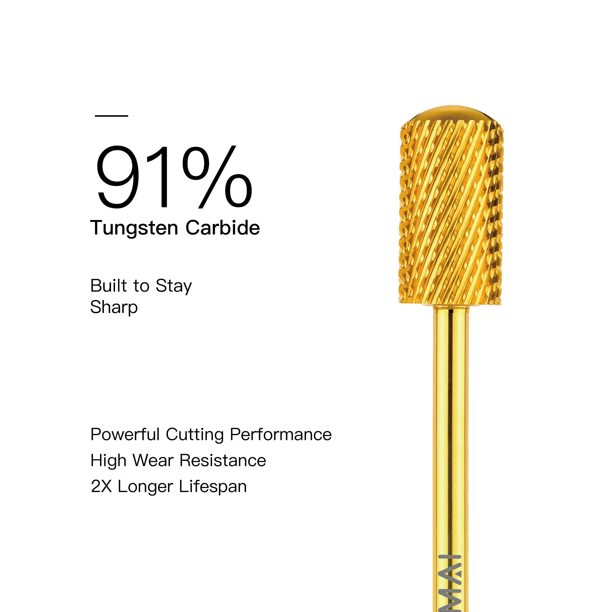 HALMAI Professional PVD-Coated Tungsten Carbide Smooth Top Barrel Nail Drill Bit