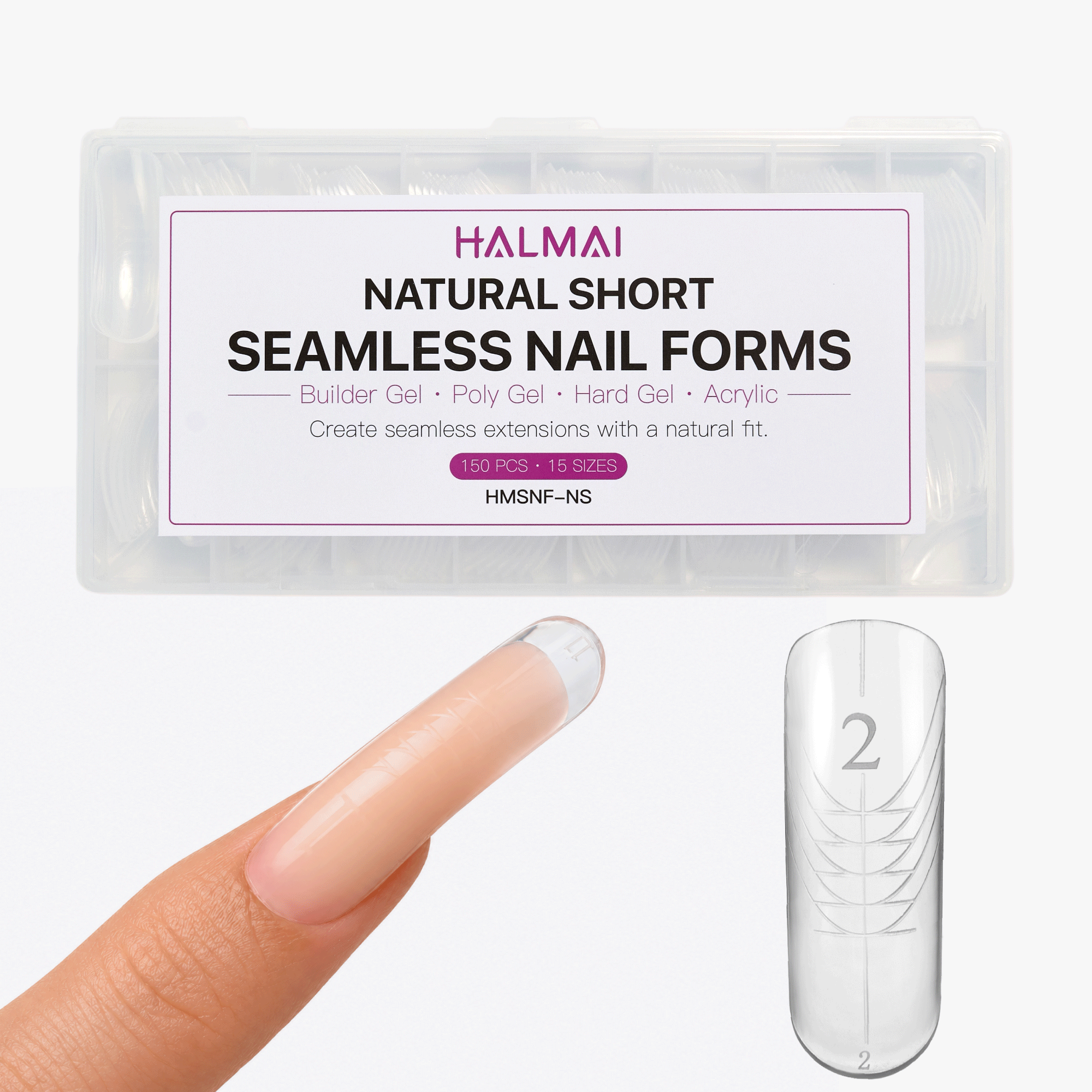 Professional Seamless Nail Forms-Natural Short