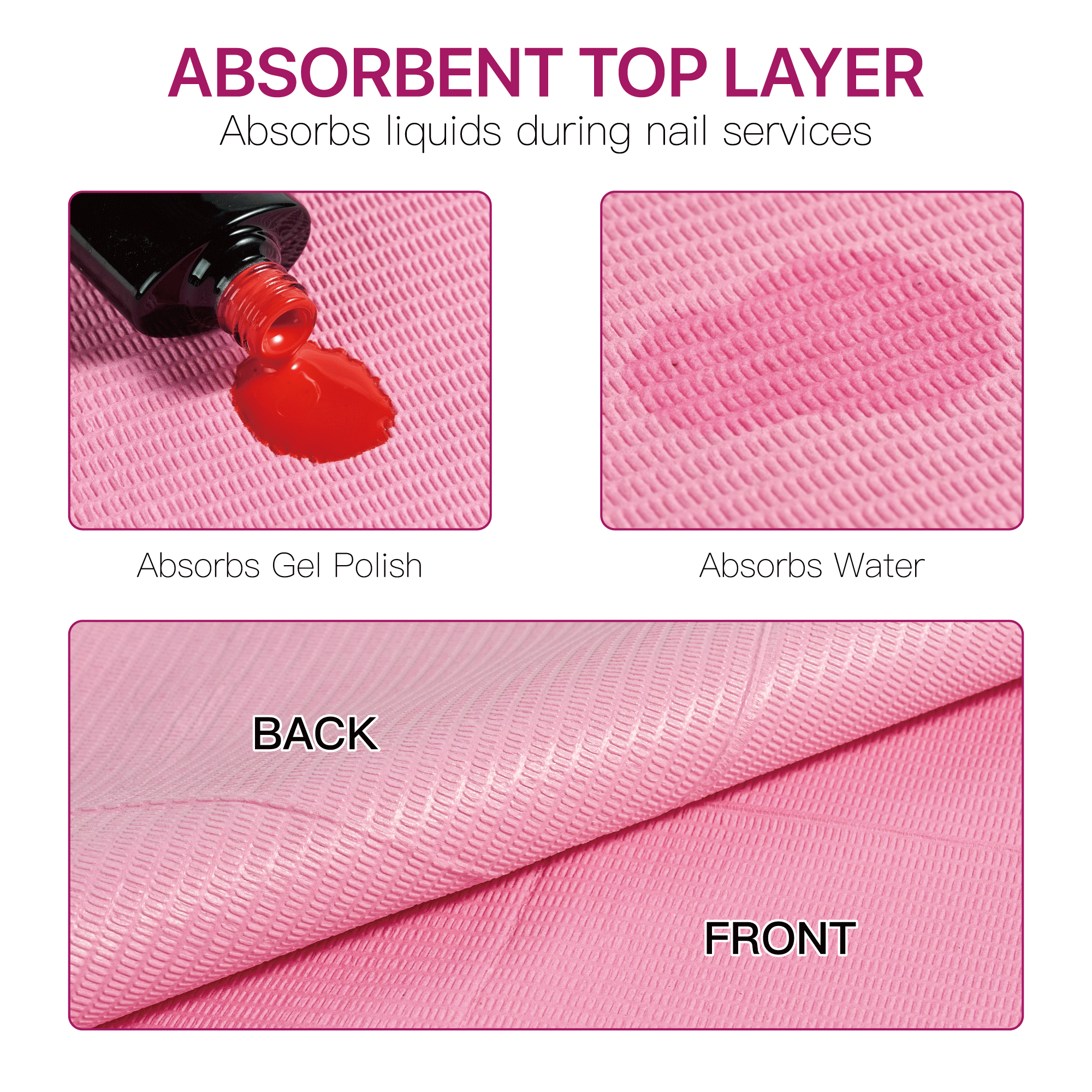 Alfombrillas desechables para manicura HALMAI – 50 unidades de almohadillas protectoras de color rosa para la mesa de manicura