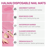 Alfombrillas desechables para manicura HALMAI – 50 unidades de almohadillas protectoras de color rosa para la mesa de manicura
