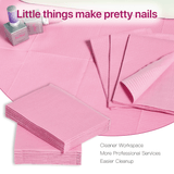 Alfombrillas desechables para manicura HALMAI – 50 unidades de almohadillas protectoras de color rosa para la mesa de manicura